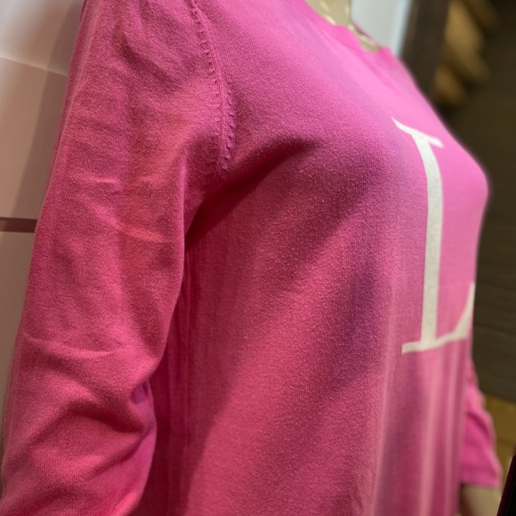 Old Navy Pink Sweater Size Large Cotton Long Sleeve Letter L Graphic - Picture 13 of 13